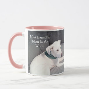 Caneca A mais bonita foto de mãe rosa de um cachorro bra