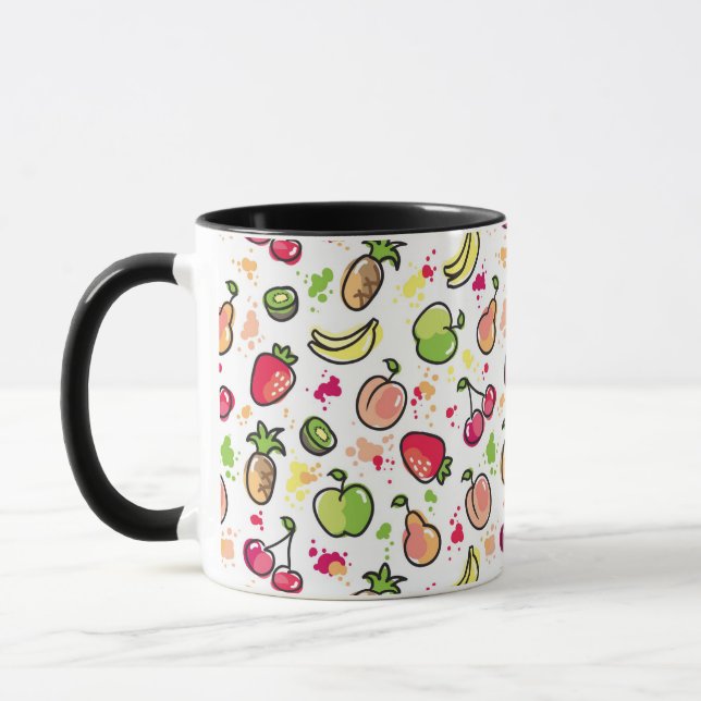 Caneca a mão tirada frutifica teste padrão (Esquerda)
