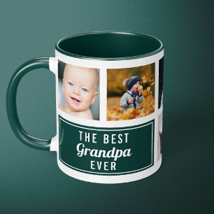 Caneca A Melhor Foto de Colagem Verde do Avô