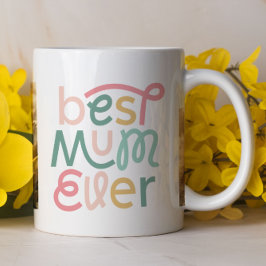 Caneca A melhor mãe de fotografias de tipografia moderna 