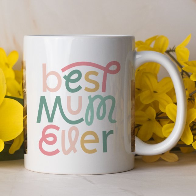 Caneca A melhor mãe de fotografias de tipografia moderna  (Criador carregado)