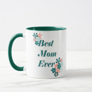 Caneca A Melhor Mãe Design Floral Verde