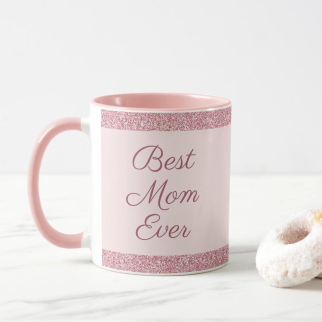 Caneca A melhor mãe já Rosa, Modelo brilhante Dourada (Com Donut)