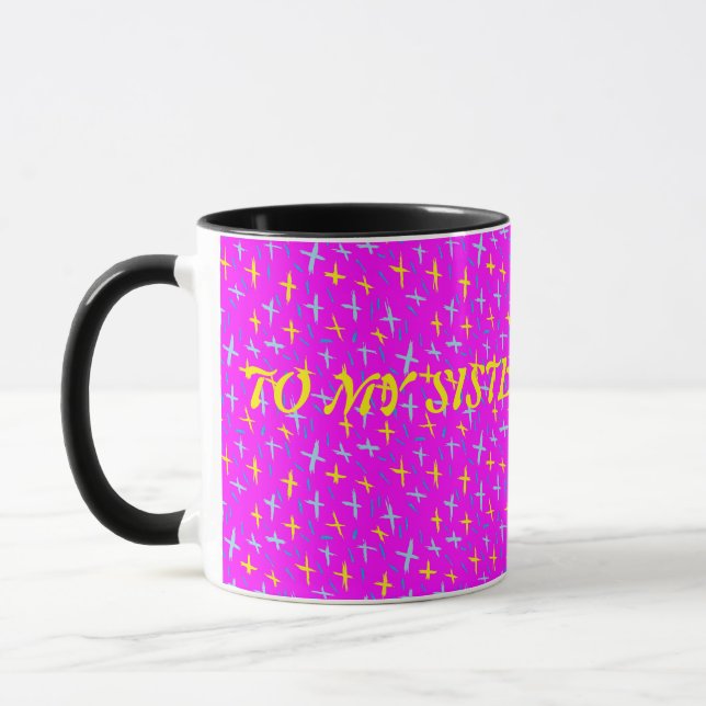 Caneca À minha irmã com um padrão amarelo rosa (Esquerda)