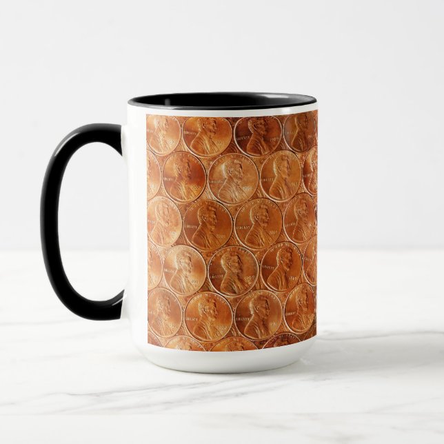 Caneca A moeda de um centavo/moedas de um centavo de (Esquerda)