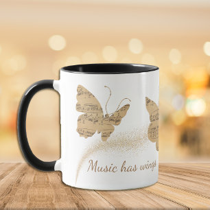 Caneca A música tem a borboleta das asas