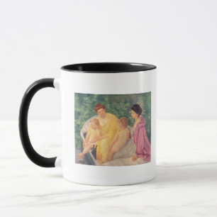 Caneca A natação ou duas mães & suas crianças em a