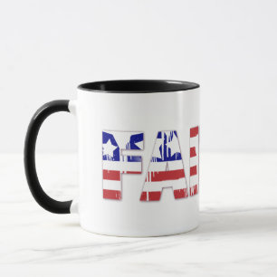 Caneca A palavra Fé com Bandeira Americana Patriótica