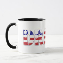 Caneca A palavra Sonho com Bandeira Americana Patriótica