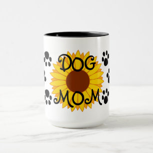 Caneca A pata do girassol da mamã do cão imprime a cane