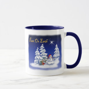 Caneca A Paz do Homem de Neve do inverno na Terra