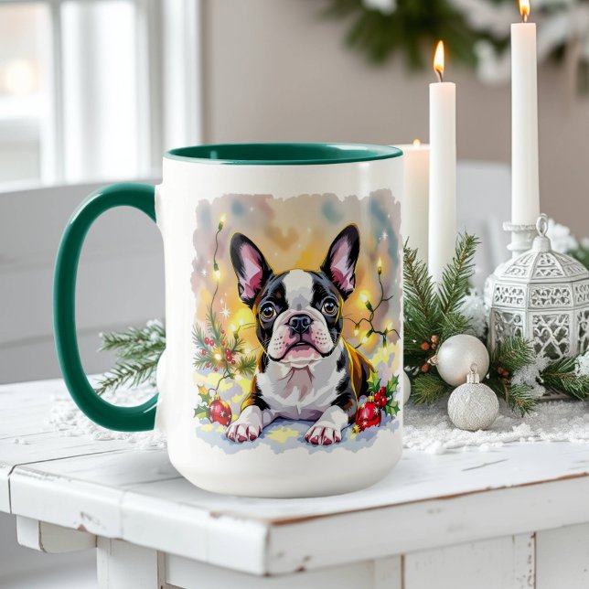 Caneca A Sweet Boston Terrier Christmas (Criador carregado)