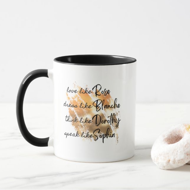 Caneca A tipografia branca e negra do Ouro é Dourada (Com Donut)