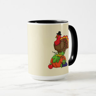 Caneca A Turquia bonita com a Ação de Graças de Colheita