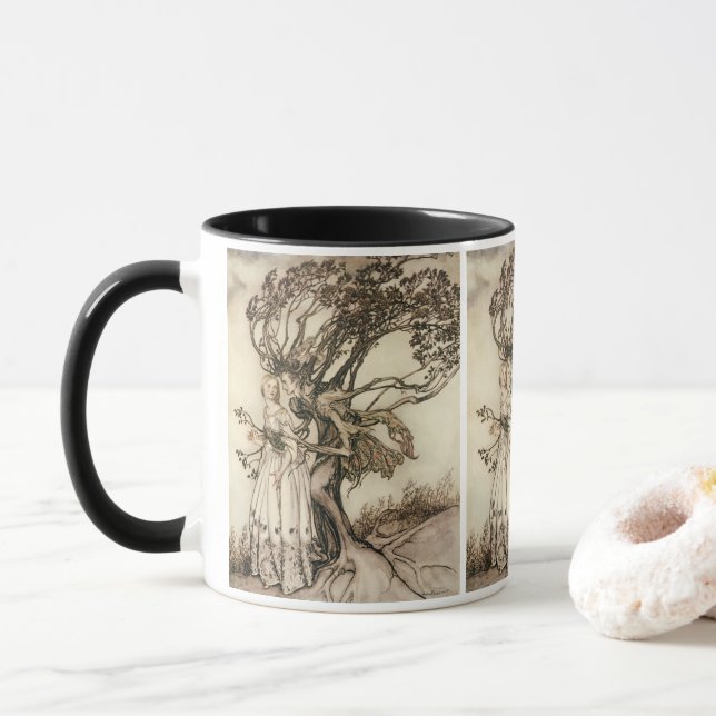 Caneca A Velha Mulher na Madeira por Arthur Rackham (Com Donut)