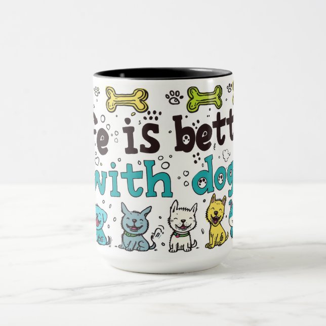 Caneca A Vida Bonita É Melhor Com Cães (Centro)