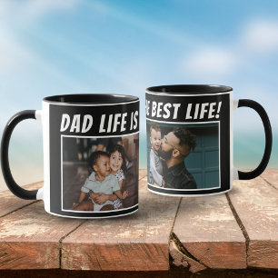 Caneca A Vida de Pai é a Melhor Vida 2 Fotos Pai Preto