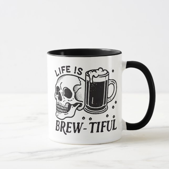 Caneca A Vida Do Crânio De Bebendo Engraçada É Bonita (Direita)