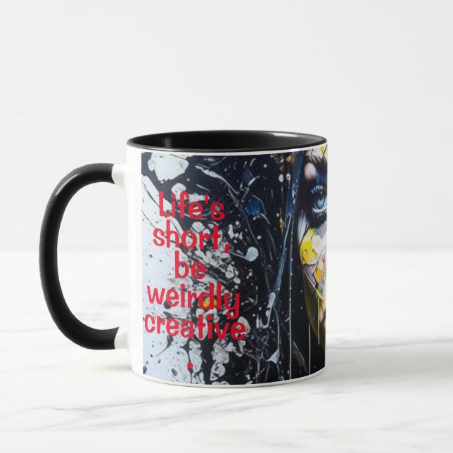 Caneca A vida é curta, seja estranhamente criativa. Gótic (Esquerda)