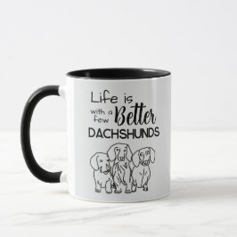 Caneca A vida é melhor com alguns rabiscos de Dachshols
