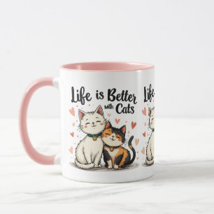 Caneca A vida é melhor com gatos bonitos estéticos