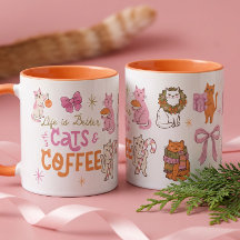 A Vida É Melhor Com Gatos & Café Amante de Gato Fo