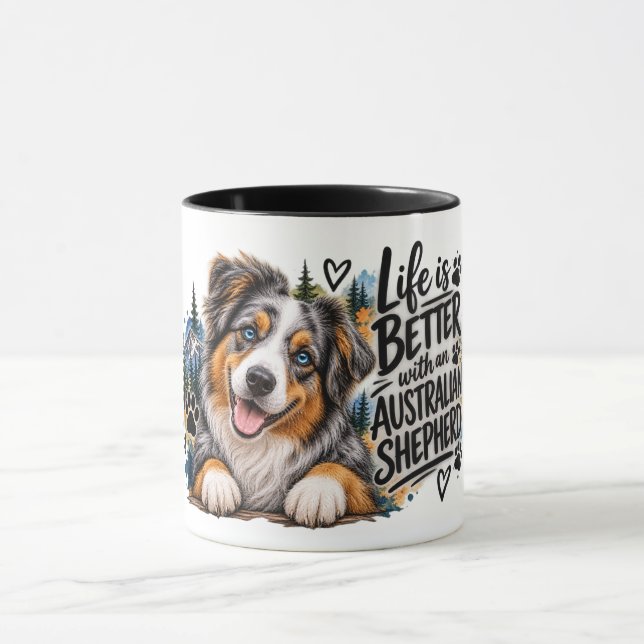 Caneca A Vida é Melhor com um Australian Shepherd (Centro)