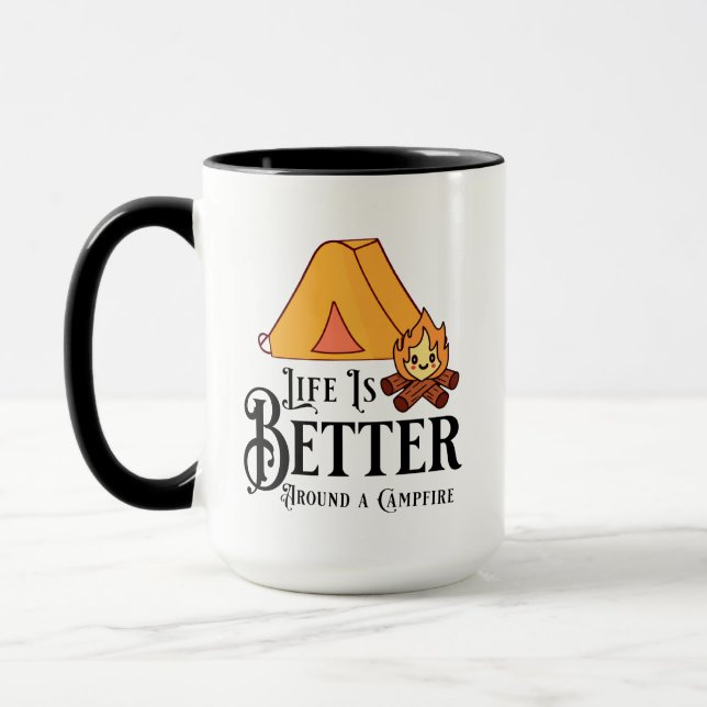 Caneca A vida é melhor em torno de uma fogueira (Esquerda)
