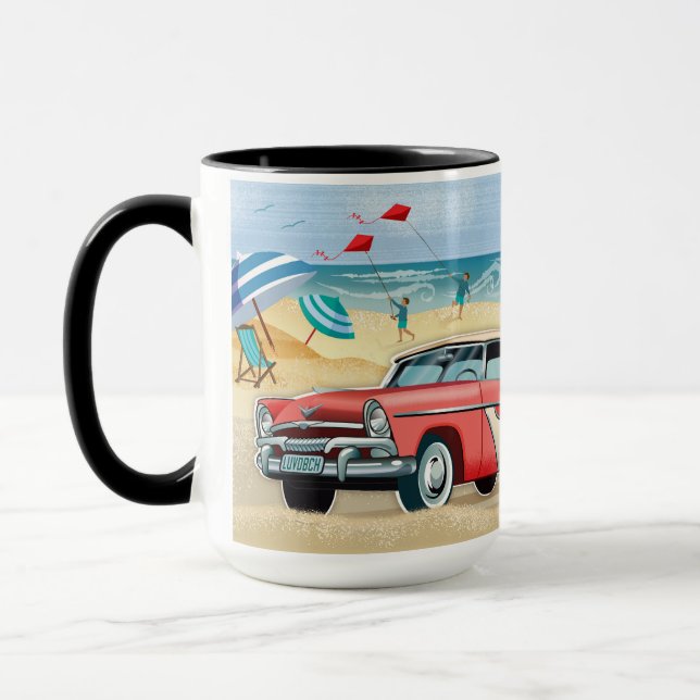Caneca A Vida É Melhor Na Cena Do Retro Da Praia (Esquerda)
