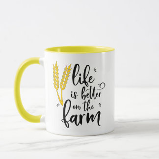 Caneca A vida é melhor na fazenda de trigo