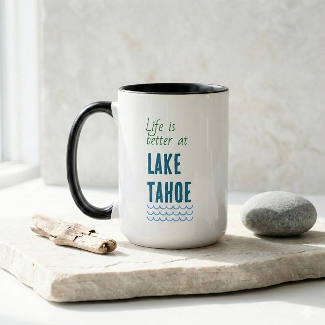 Caneca A vida é melhor no lago (life is better at lake tahoe mugs)