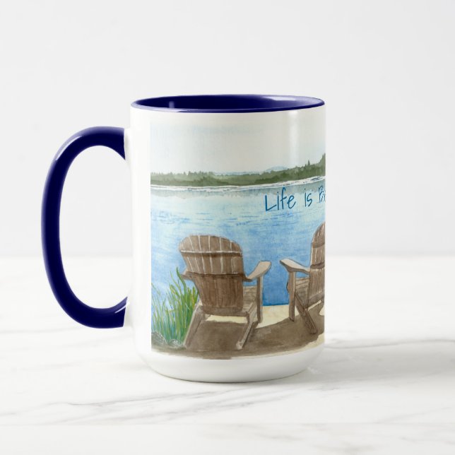 Caneca A vida é melhor no lago, cadeiras de Adirondack, M (Esquerda)