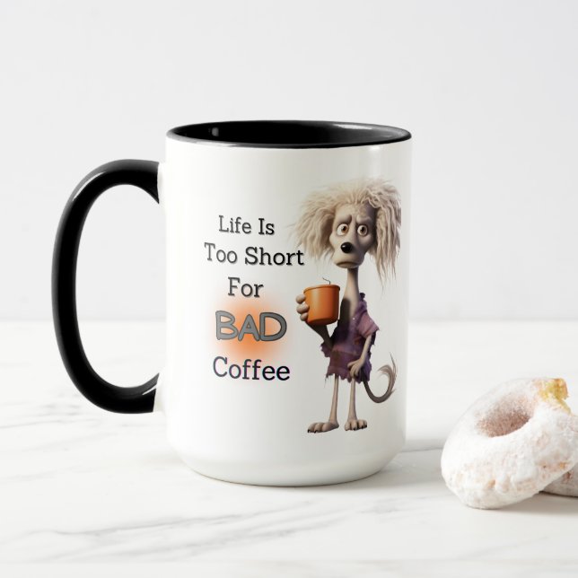 CANECA A VIDA É MUITO CURTA PARA CAFÉ RUIM (Com Donut)