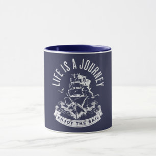 Caneca A vida é uma jornada, aproveite a vela