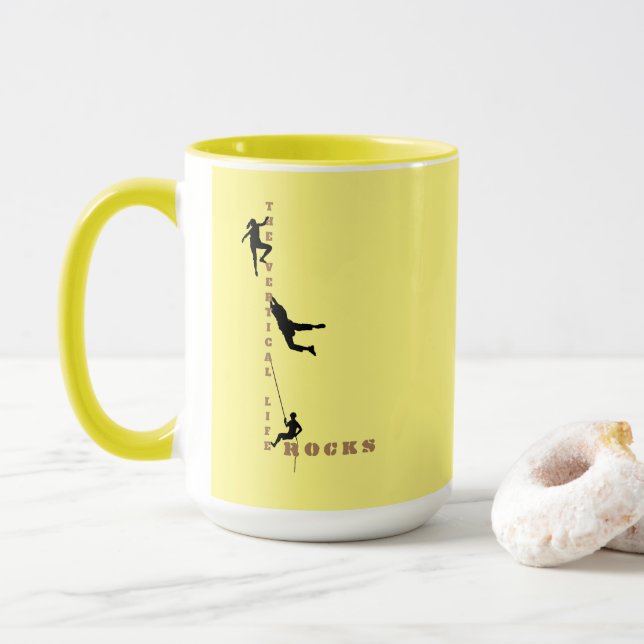 Caneca A Vida Vertical - Design de Escalada de Rock (Com Donut)