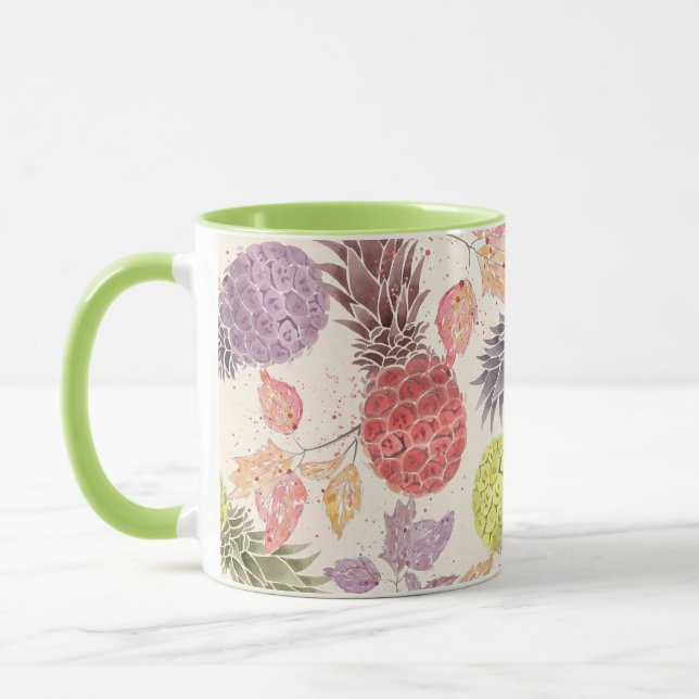 Caneca Abacaxi, casal doce, fruta, aquarela (Esquerda)