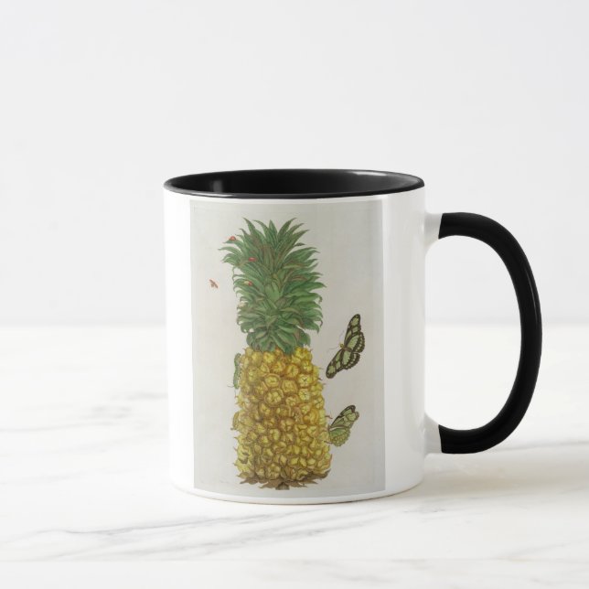 Caneca Abacaxi com lagarta e borboletas (mão-c (Direita)