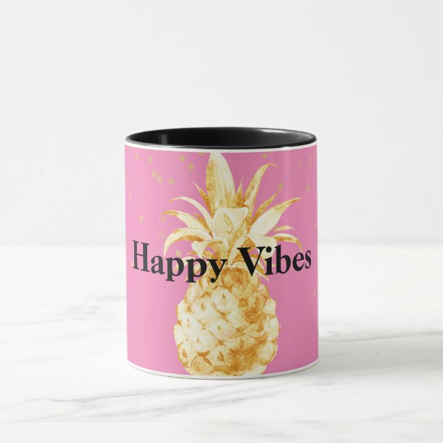 Caneca Abacaxi Dourado amarelo-rosa (Centro)