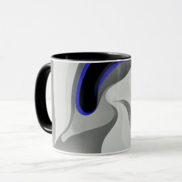 Caneca Abaixo do Azul: Cinza Abstrato, Preto e Azul