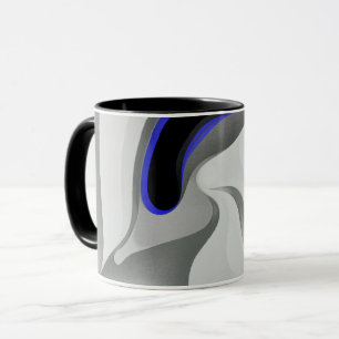 Caneca Abaixo do Azul: Cinza Abstrato, Preto e Azul
