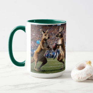 Caneca "Abaixo Em Ação: Kangaroos Jogando Regras Aussie