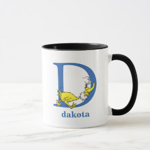 Caneca ABC do Dr. Seuss: Letra D - Azul Adicione seu No
