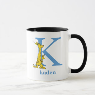 Caneca ABC do Dr. Seuss: Letra K - Azul Adicione seu no
