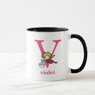 Caneca ABC do Dr. Seuss: Letra V - Rosa Adicione seu no