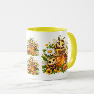 Caneca Abehas Mel Lindas Flores Jarro de Mel Caprichoso