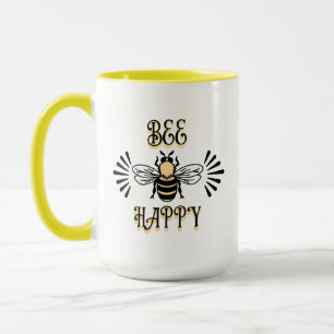 Caneca Abeja Feliz   Cores Vintage Abelha Mel