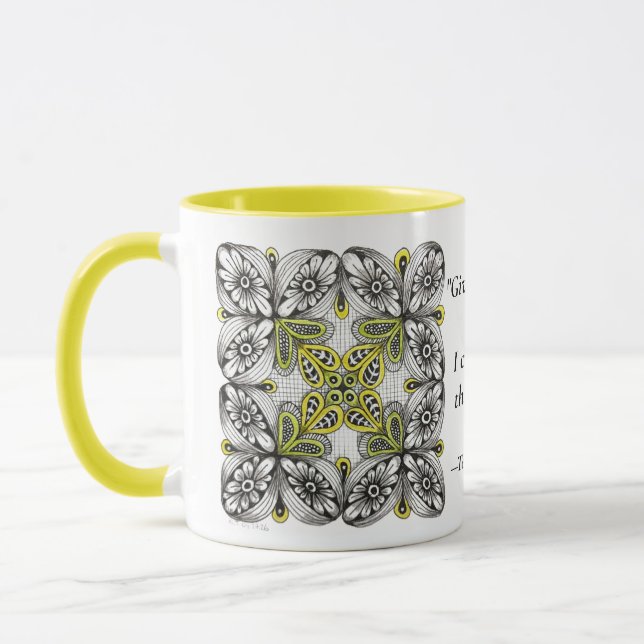 Caneca Abejas e Flores Doodle Abstracto Desenhado à Mão (Esquerda)