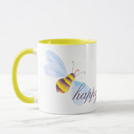 Caneca Abelha-branca, verde-amarela ou texto personalizad