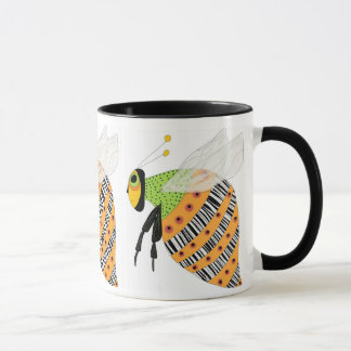 Caneca Abelha do código de barras de três abelhas