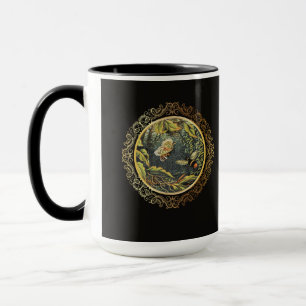 Caneca Abelha e Borboleta Vitoriana em Teia de Aranha